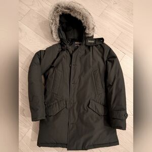 Woolrich Men's Black Parka with Fur Hood